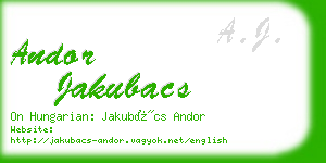 andor jakubacs business card